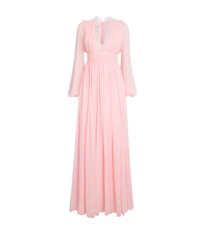 Giambattista Valli Silk Lace-trim Maxi Dress In Pink