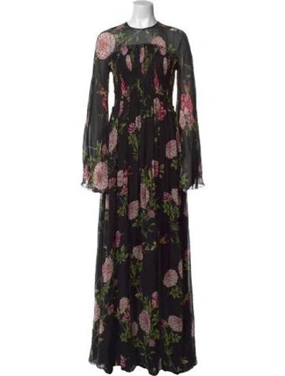 Pre-owned Giambattista Valli Silk Long Dress In Black
