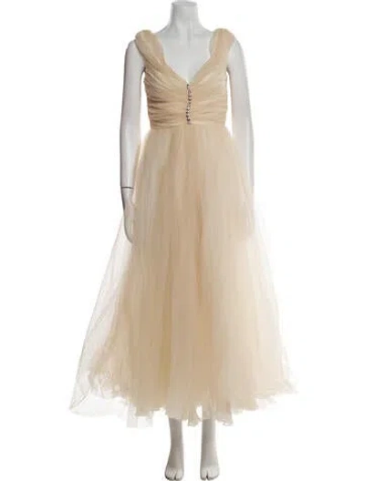 Pre-owned Giambattista Valli Silk Long Dress In Neutral
