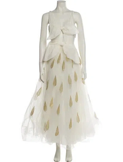 Pre-owned Giambattista Valli Silk Long Dress In Neutral