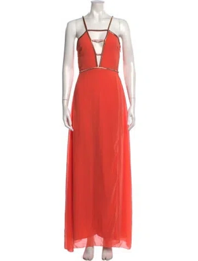 Pre-owned Giambattista Valli Silk Long Dress In Orange