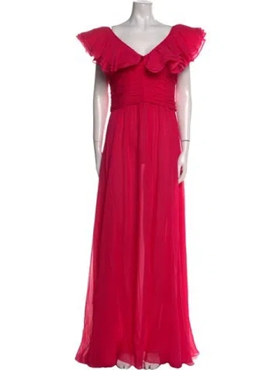 Pre-owned Giambattista Valli Silk Long Dress In Pink