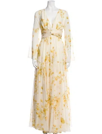 Pre-owned Giambattista Valli Silk Long Dress W/ Tags In Yellow