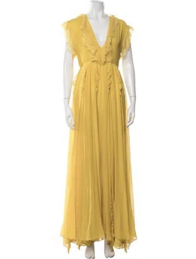 Pre-owned Giambattista Valli Silk Long Dress In Yellow