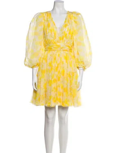 Pre-owned Giambattista Valli Silk Mini Dress In Yellow