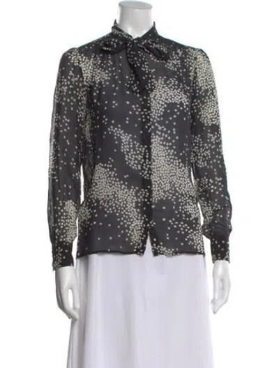 Pre-owned Giambattista Valli Silk Printed Blouse In Black