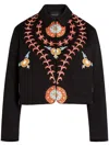 Giambattista Valli Embroidered Cotton Gabardine Jacket In Black