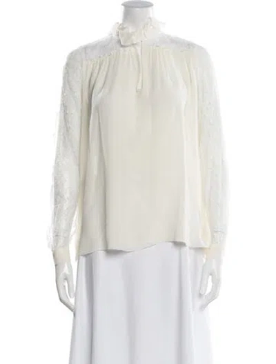 Pre-owned Giambattista Valli Silk Tie Neck Blouse In Neutral