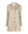 Giambattista Valli Gold-toned Button Tweed Single-breasted Coat In Nude