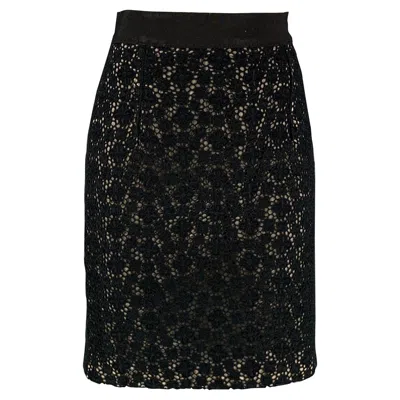 Pre-owned Giambattista Valli Size S Black Cotton Guipure Pencil Skirt