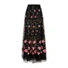 Giambattista Valli Floral-embroidered Tulle Maxi Skirt In Black