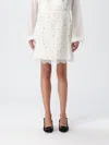 Giambattista Valli Polka-dot Boucle Lace-trim Mini Skirt In White