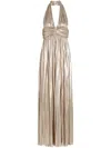 Giambattista Valli Golden Halterneck Jersey Dress With Open Back In Gold