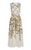 Giambattista Valli Sleeveless Printed Popeline Midi Dress In Ivory