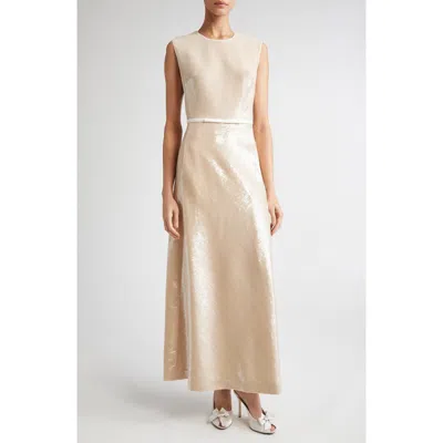 Giambattista Valli Sleeveless Sequin Gown In Neutral