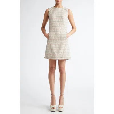 Giambattista Valli Sleeveless Tweed Shift Dress In Rose/beige