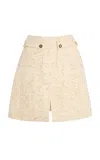 Giambattista Valli Split-front Lurex-tweed Mini Skirt In Ivory
