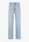 Giambattista Valli Flared High-waist Jeans Frayed Hem In Blue