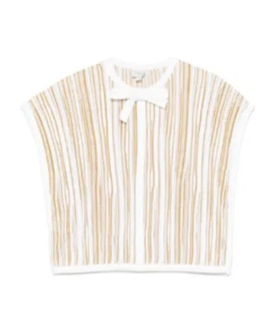 Giambattista Valli Striped Lurex Top In White