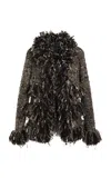 Giambattista Valli Textured Bouclé Jacket In Brown