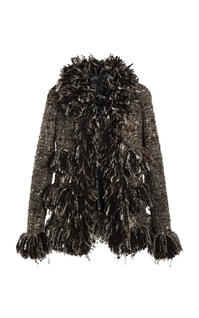 Giambattista Valli Textured Bouclé Jacket In Brown