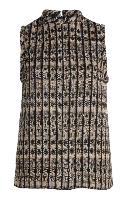 Giambattista Valli Textured Bouclé Top In Black,white