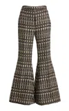 Giambattista Valli Textured Bouclé Wide-leg Pants In Black,white