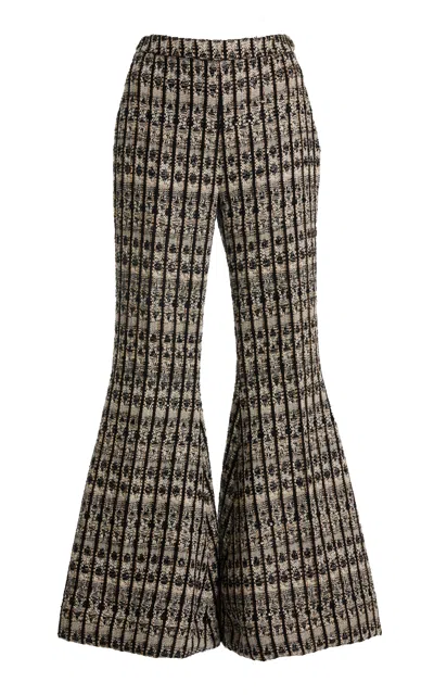 Giambattista Valli Textured Bouclé Wide-leg Pants In Black,white