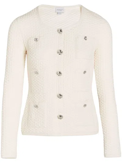 Giambattista Valli Knit Cardigan W/ Pockets In Ivory