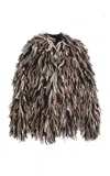 Giambattista Valli Textured Faux Fur Coat In Brown