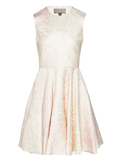 Giambattista Valli Textured Full-skirt Midi Dress In Neutral