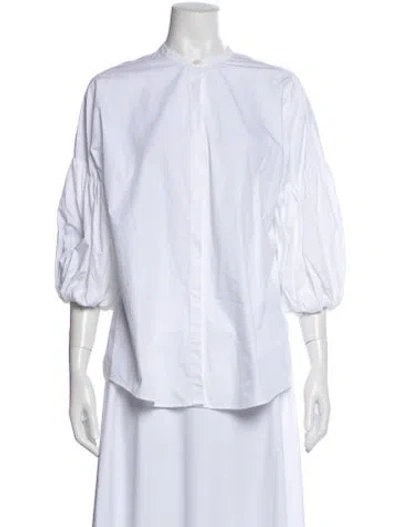 Pre-owned Giambattista Valli Three-quarter Sleeve Blouse In White