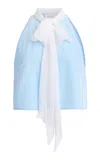 Giambattista Valli Tie-detailed Cotton Poplin Top In Light Blue