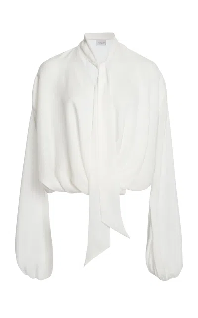 Giambattista Valli Tie-detailed Sable Blouse In Ivory