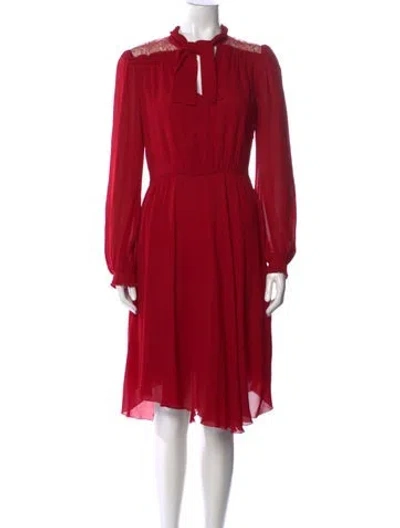 Pre-owned Giambattista Valli Tie Neck Midi Length Dress In Red