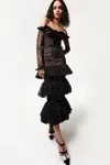 Giambattista Valli Chantilly Lace Off-the-shoulder Dress In Black