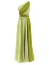 Giambattista Valli One-shoulder Silk Maxi Dress With Torch Detail In Green