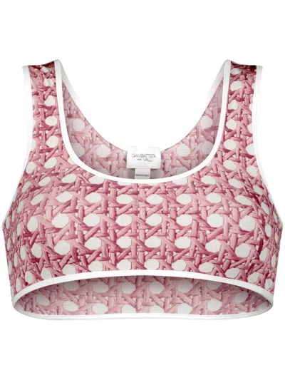 Giambattista Valli Women's Printed Scoopneck Bikini Top In Ivoire Rose