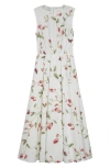 Giambattista Valli Flowered Sleeveless Midi Dress In Ivory/multi