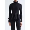 Giambattista Valli Turtleneck Knit Peplum Top In Black