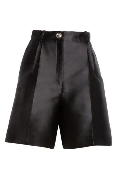 Giambattista Valli Tux Pleated Satin Shorts In Black