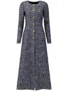 Giambattista Valli Tweed A-line Cotton Maxi Dress In Blue