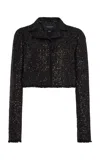 Giambattista Valli Tweed Cropped Jacket In Black