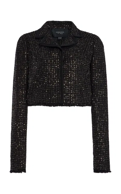 Giambattista Valli Tweed Cropped Jacket In Black