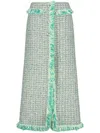 Giambattista Valli Frayed-detail Tweed Skirt In Green