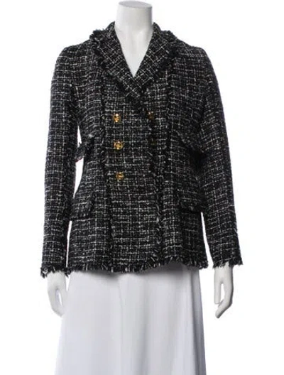 Pre-owned Giambattista Valli Tweed Pattern Blazer In Black