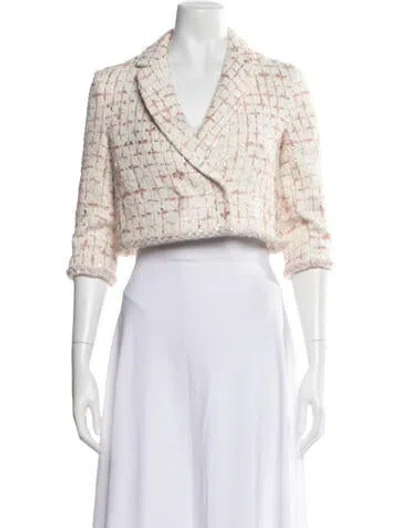 Pre-owned Giambattista Valli Tweed Pattern Blazer In Neutrals