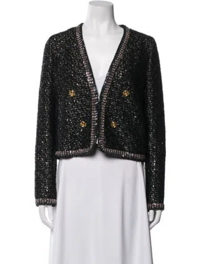 Pre-owned Giambattista Valli Tweed Pattern Jacket In Black