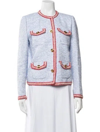 Pre-owned Giambattista Valli Tweed Pattern Jacket In Blue
