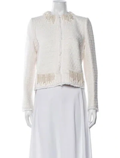 Pre-owned Giambattista Valli Tweed Pattern Jacket In Neutrals
